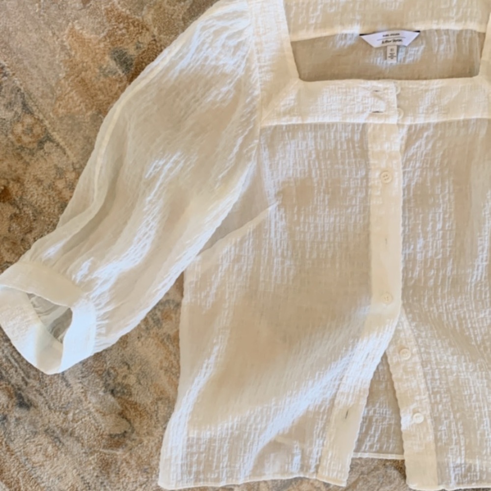 & Other Stories White Textured Button-Up Blouse